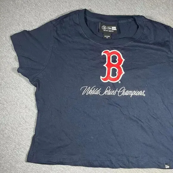 New Boston Red Sox Woman’s Medium 9x World Series Champions Woman Cropped TShirt - Picture 2 of 7